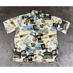 Reyn Spooner New Orleans Saints Shirt Mens L NFL Team Apparel Hawaiian Tropical